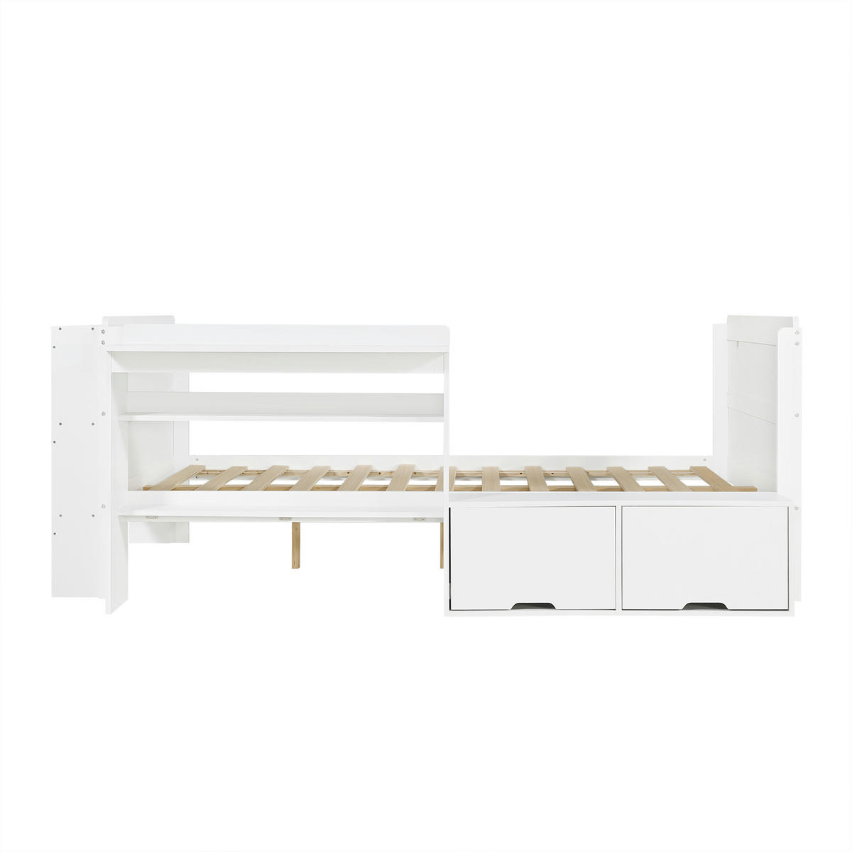 STAURAUMBETT 120/200 cm mit Schreibtisch, DE-41759, in Weiß - Weiß, Holzwerkstoff (120/200cm) - ComfortXL