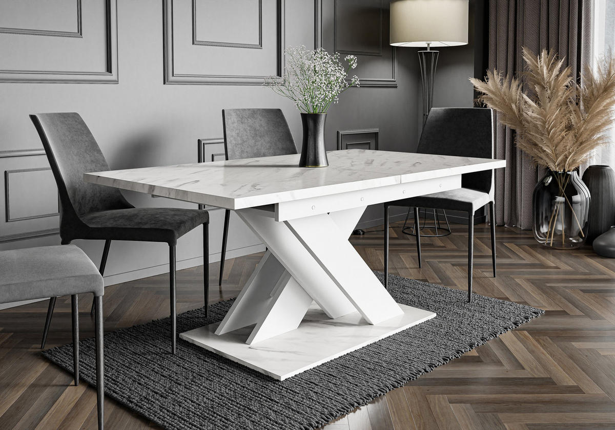 ESSTISCH RUDEN Ausziehbar 140 - 180 / 80 x 76 cm - Hellgrau/Weiß, Holz (140/80/76cm) - MASSENO
