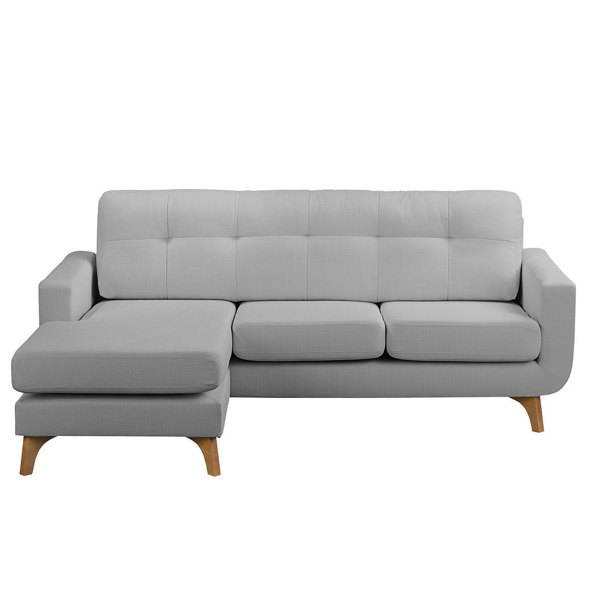 ECKSOFA mit Longchair - Strukturstoff - Grau, Textil (208/150cm) - home24