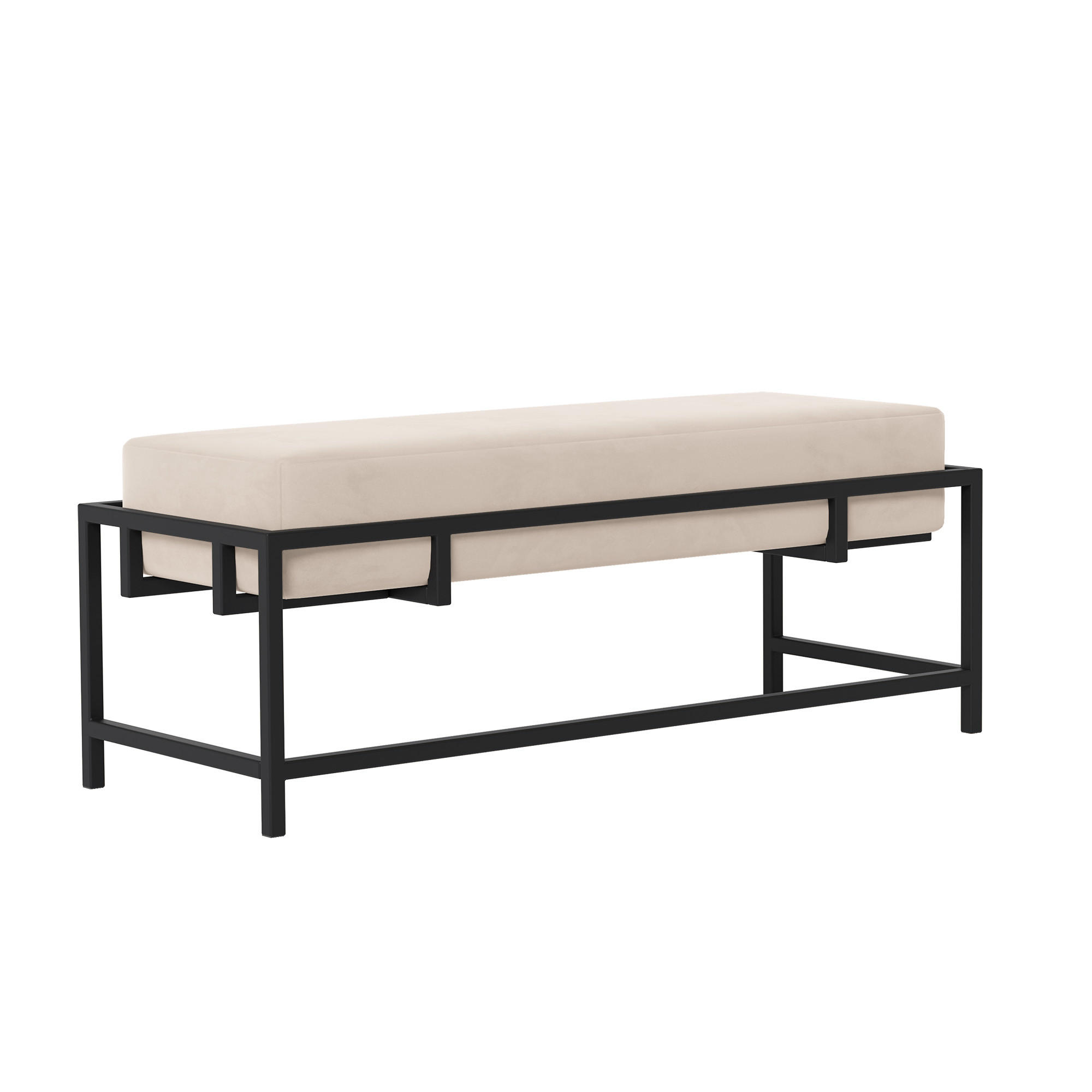 POLSTERBANK GLAM 80 cm Schwarz / Beige ,Metallgestell - Beige, Metall (80/45/35cm) - Idohome