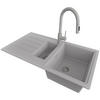 GRANITSPÜLE Kopenhagen Duo, 2-er set Grau 90/50 cm 1,5 Becken + Küchenarmatur 40/20 cm + Ablauf-Set ab 60er Unterschrank - Grau, Kunststoff (90/19/50cm) - Primagran