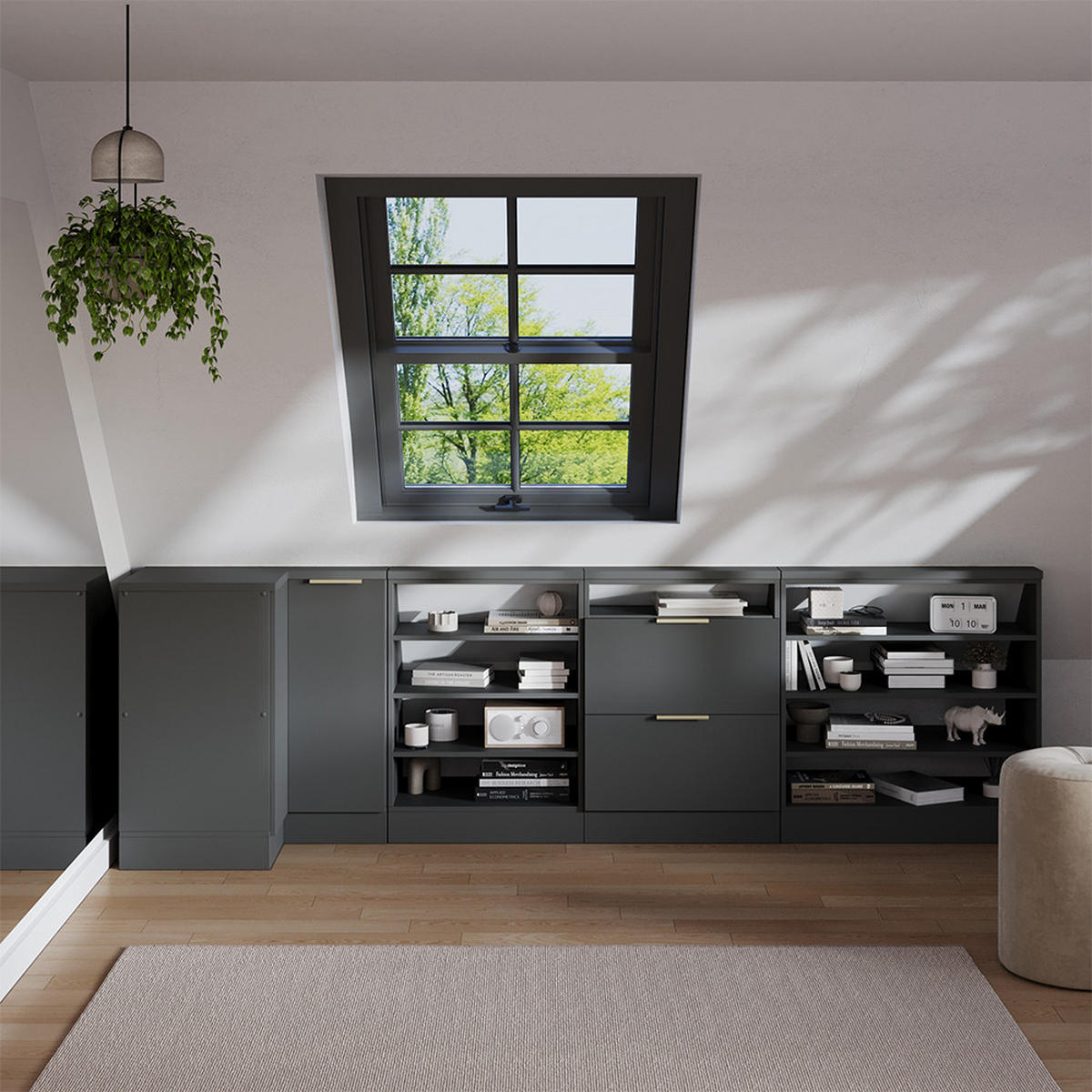 ŠIKMÁ SKŘÍŇ ROHOVÁ SKŘÍŇKA Rion Antracitově zlatý - antracitová, kompozitní dřevo (75.6/81.6/75.6cm) - Vicco