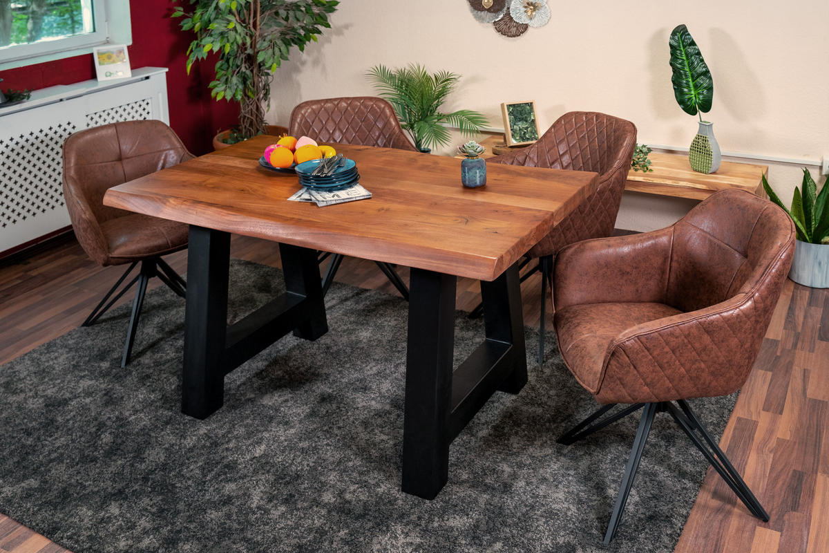 ESSTISCH CALI - Schwarz/Braun, Holz/Metall (80/140/77cm) - SAM