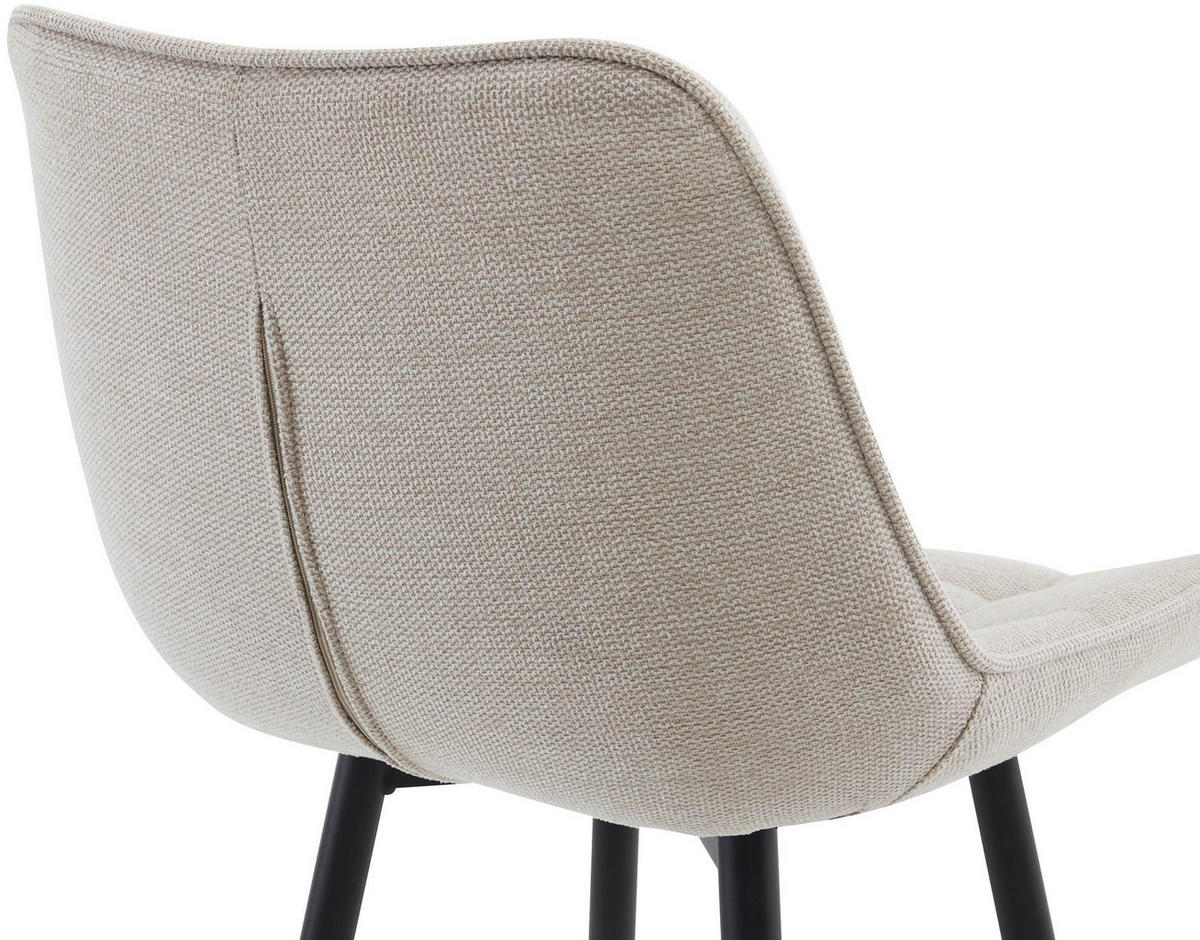 BARHOCKER 2er Set Stoff creme - Creme/Schwarz, Textil/Metall (47/106/52cm) - CLP
