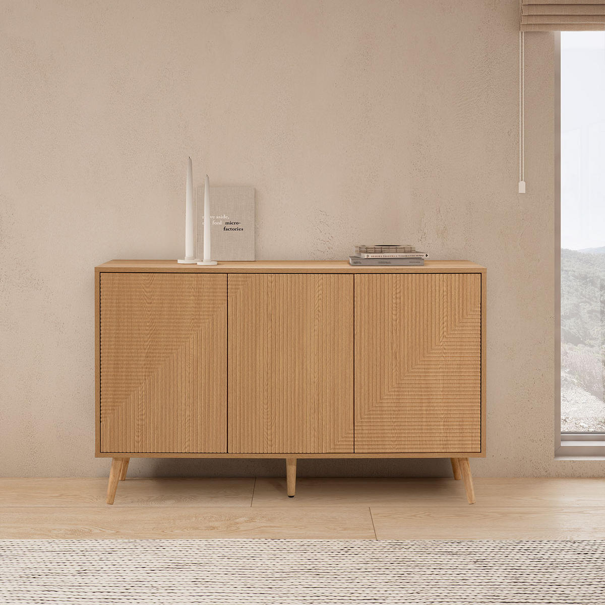 SIDEBOARD Telmo 3 türen Eichenfarbe - Honigeiche, Holzwerkstoff (120/76/40cm)