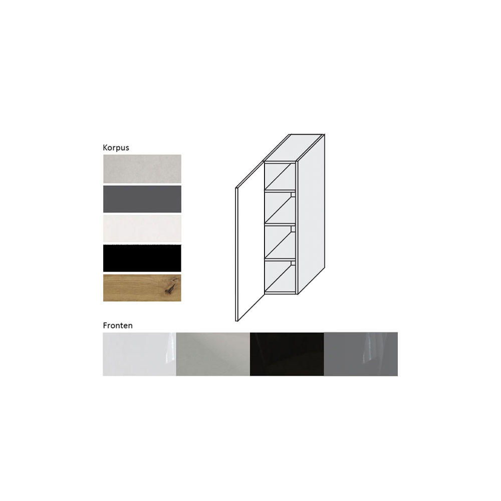 Thumbnail - Feldmann-Wohnen Küchenhängeschrank, Schwarz Hochglanz, Grau, Holz, 3 Fächer, 20x96x32.5 cm, Küchen, Küchenmöbel, Küchens...