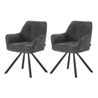 ESSZIMMERSTUHL THOMAS-LENI 2er-Set 180°drehbar - Creme/Schwarz, Textil (61/81/62cm) - DUBI Möbel