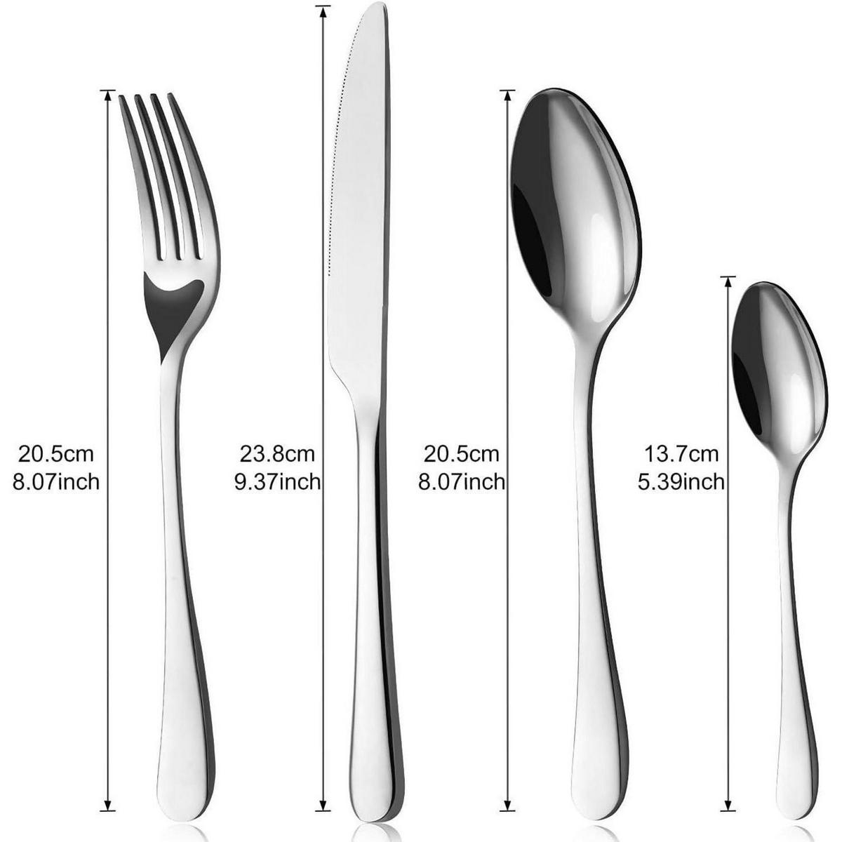 BESTECKSET 24-teilig für 6 Personen Edelstahl spülmaschinenfest - Silberfarben, Metall