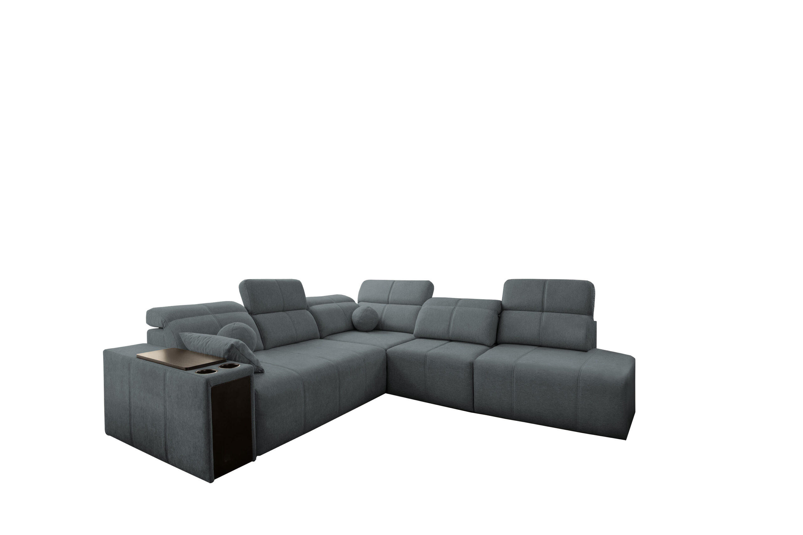 ECKSOFA Mindy IX Mit Schlaffunktion, Verstellbarer Rückenlehne Stoff Verita Dunkelgrau Rechts - Dunkelgrau, Holz (300/288cm) - Kaiser Möbel