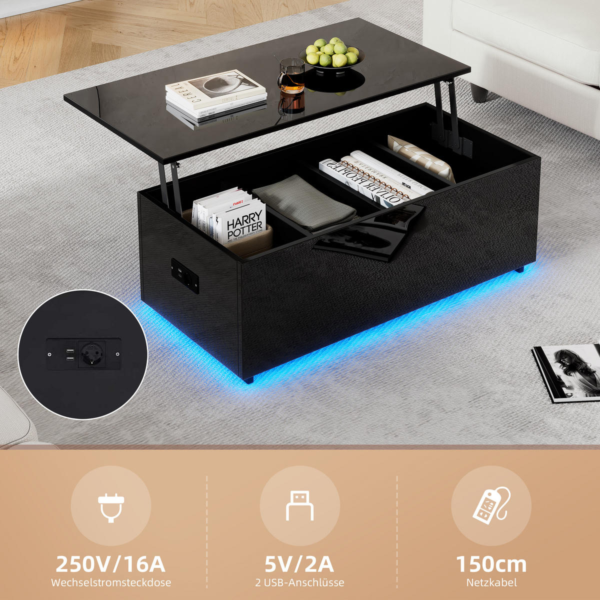 COUCHTISCH Black 100/50/35 cm - Schwarz, Holz (100/50/35cm) - Urban Meuble