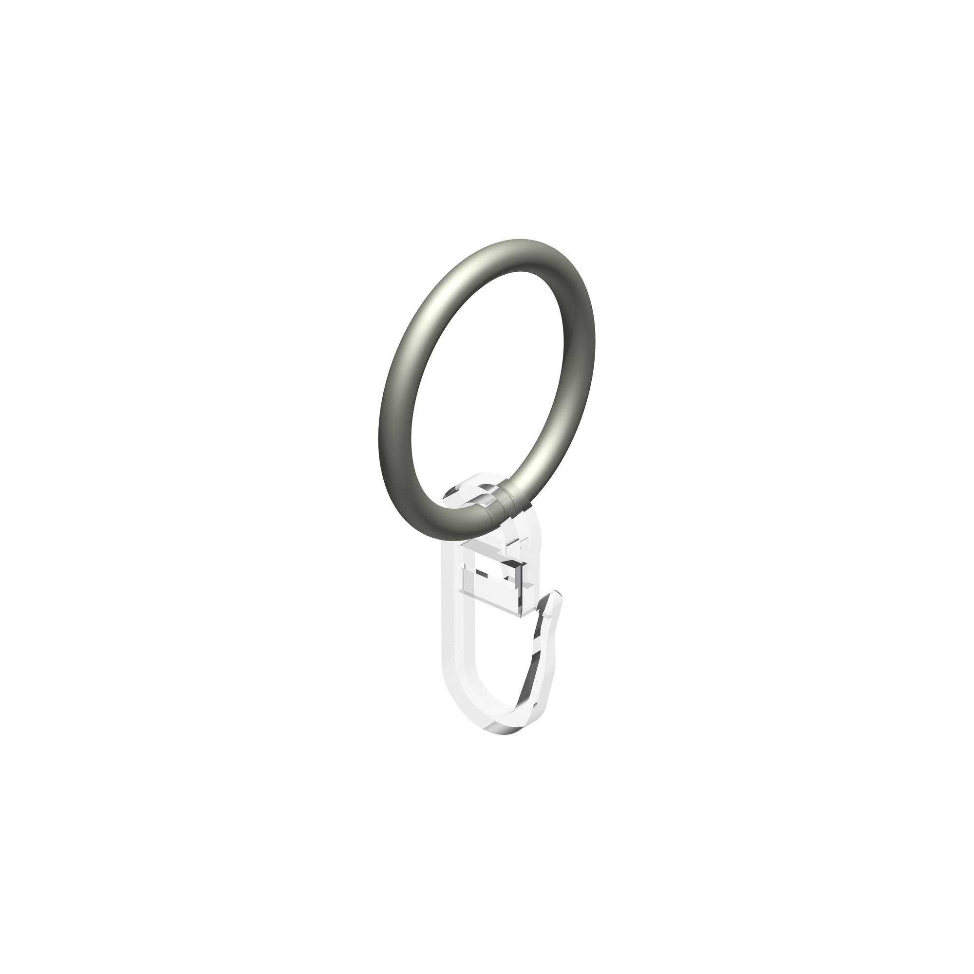 RUNDRINGE MIT FALTENHAKEN FÜR GARDINENSTANGEN 16 mm Ø, Chrom matt, Packung 10 Stück - Nickelfarben, Metall (16cm) - INTERDECO