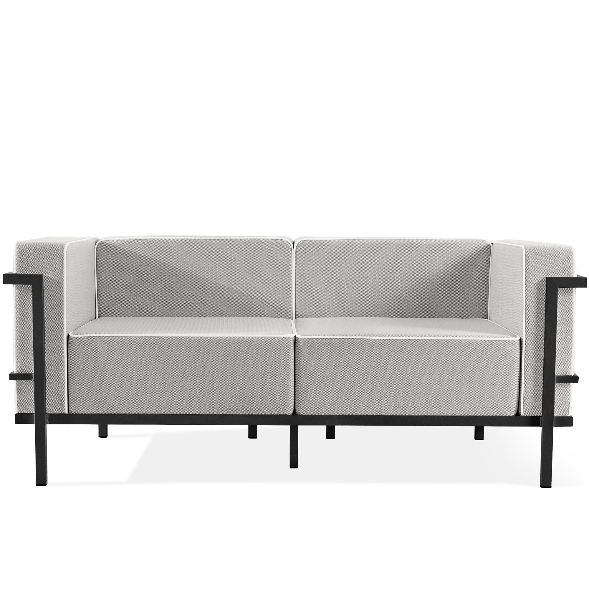 GARTENSOFA TRIGLO 2-Personen, Stahlrahmen, Modern, Dunkelgrau - Dunkelgrau/Weiß, Textil/Metall (164/70/69cm) - KONSIMO®
