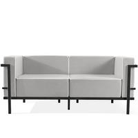 GARTENSOFA TRIGLO 2-Personen, Stahlrahmen, Modern, Dunkelgrau - Dunkelgrau/Weiß, Textil/Metall (164/70/69cm) - KONSIMO®
