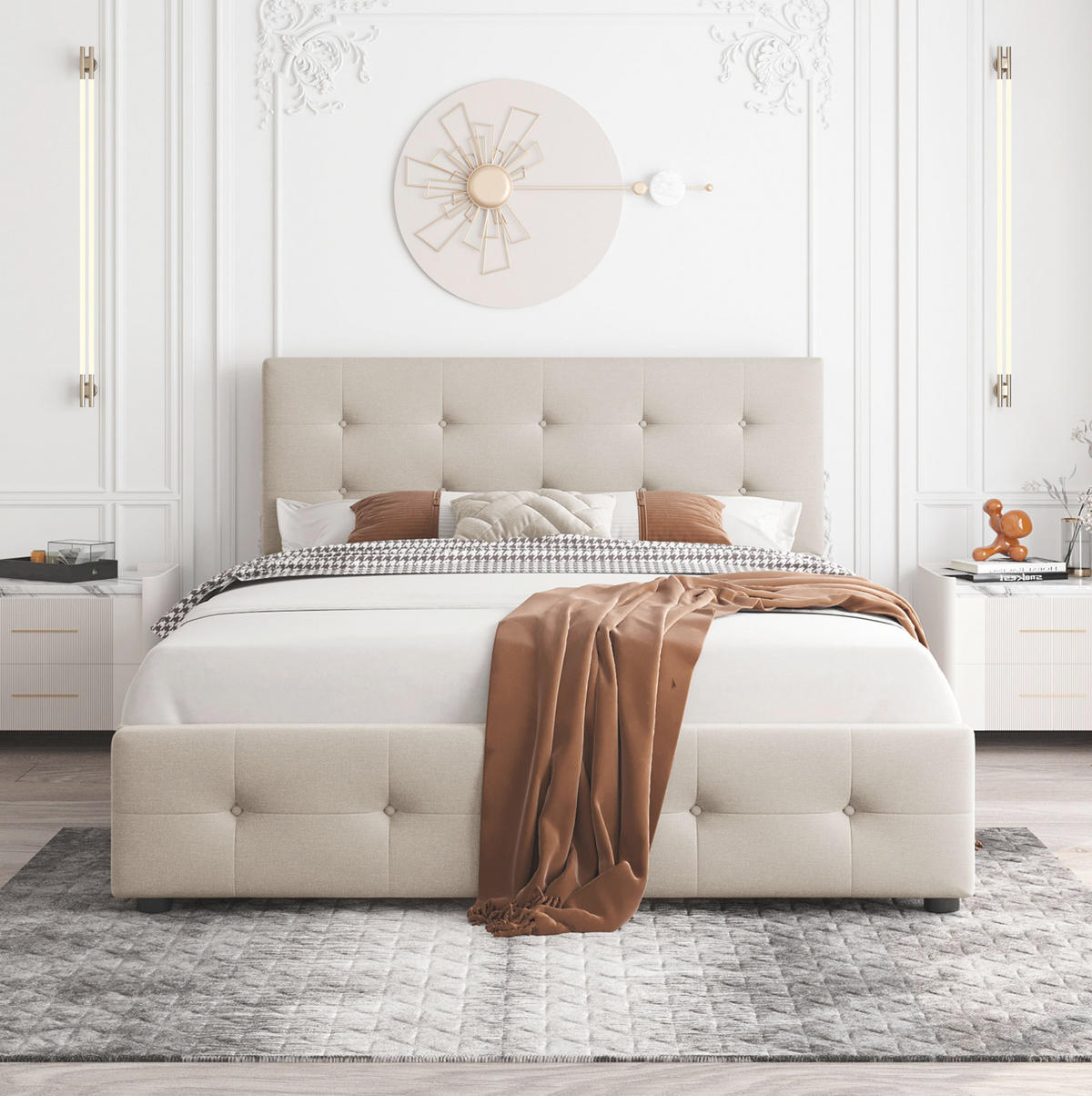 POLSTERBETT mit 4 Schubladen Beige - Beige, Holz (140/200cm) - Meubliv