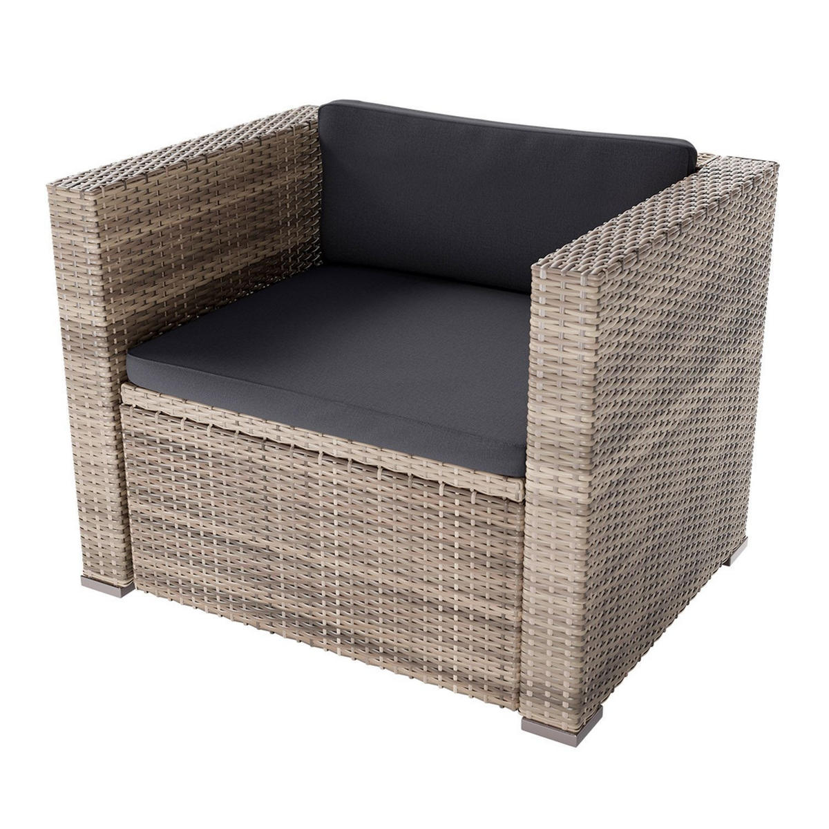 LOUNGEGARNITUR Punta Cana inkl. Abdeckung 4-tlg. - Hellbraun/Grau, Kunststoff - Juskys