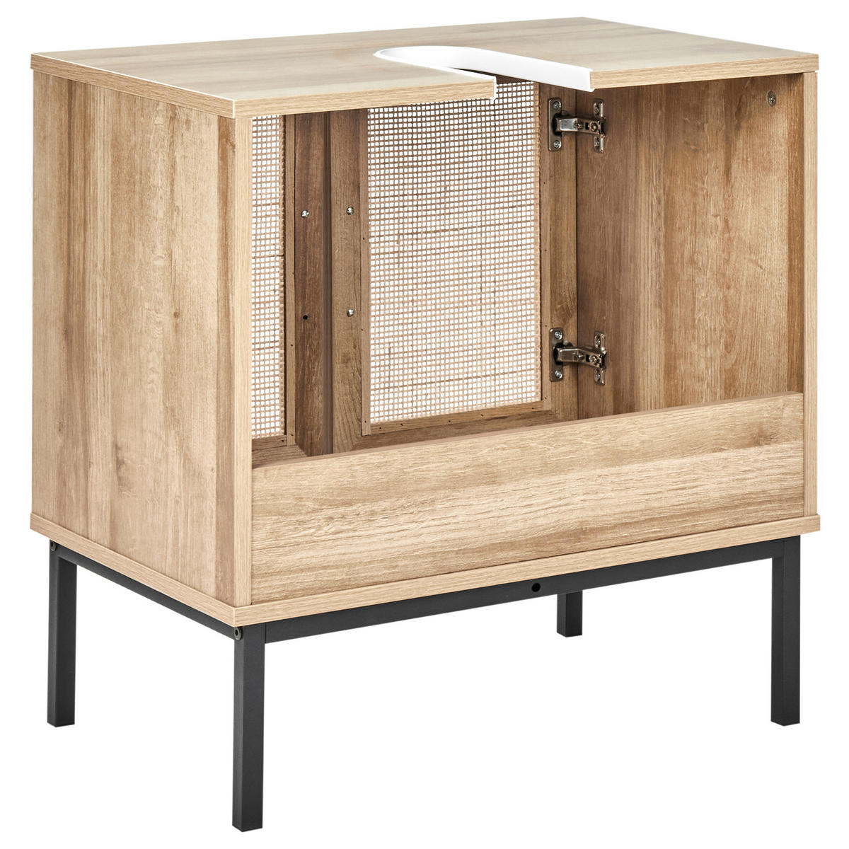 WASCHBECKENUNTERSCHRANK Heller Holzfarbton Rosell - Hellbraun, Holzwerkstoff (60/60/40cm) - Beliani