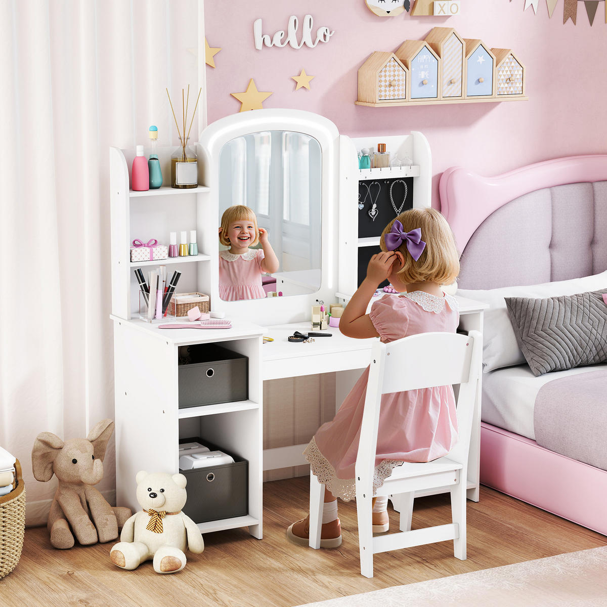 KINDERSCHMINKTISCH DE-18636 Weiß - Weiß, Holzwerkstoff (40/112/104cm) - ComfortXL