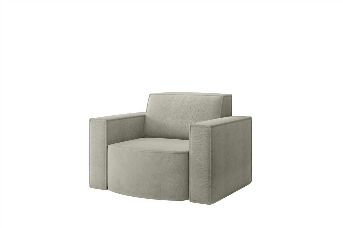 SESSEL Palma In Noel - Hellgrau, Holzwerkstoff/Textil (98/74/89cm) - Fun Möbel