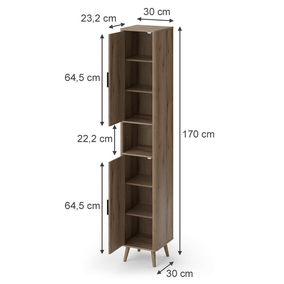 KOUPELNOVÁ SKŘÍŇKA Skara, Dub, 30 x 170 cm - barva dubu, kompozitní dřevo (30/170/30cm) - Vicco