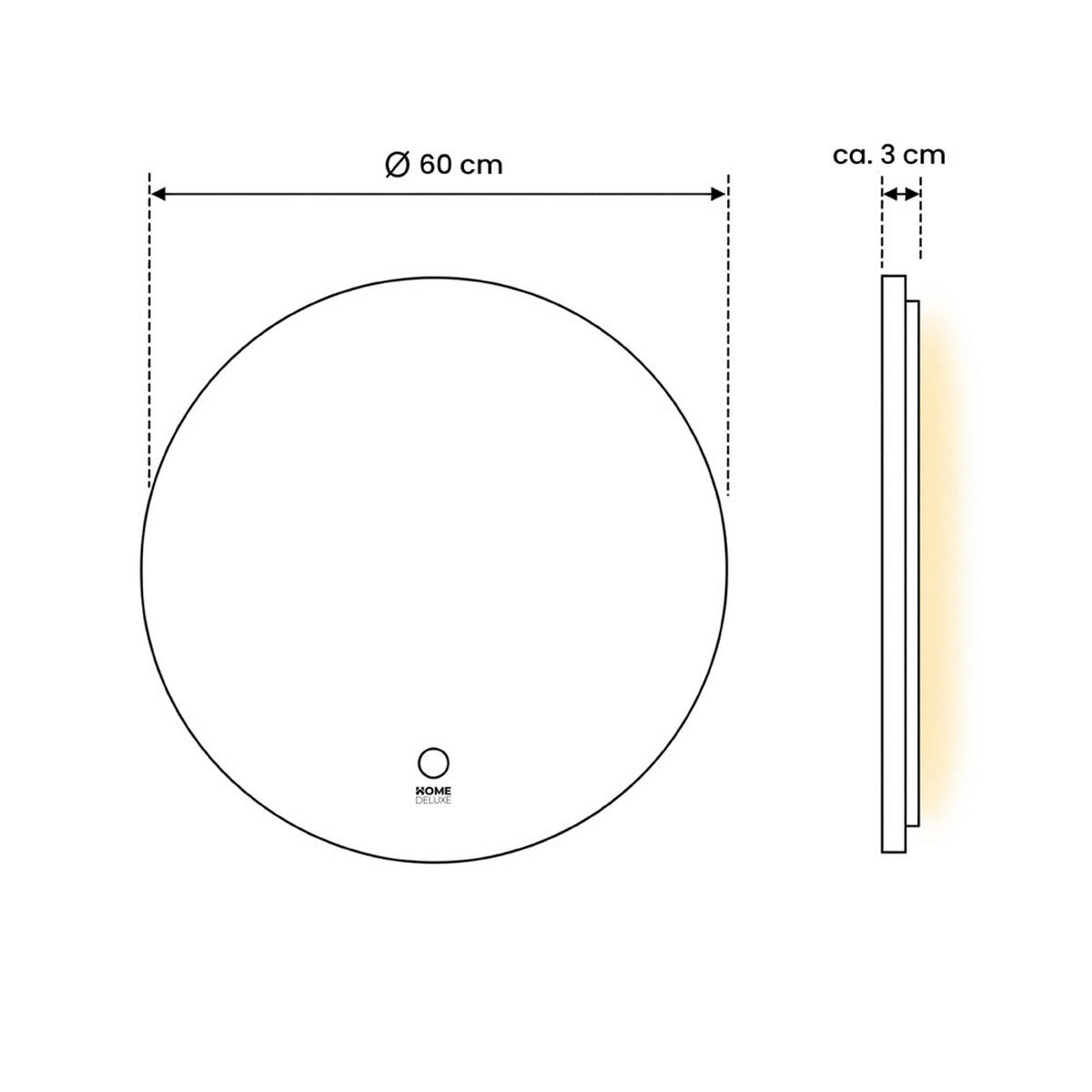LED-SPIEGEL Rund SILA - 60 cm - Weiß, Glas (60/60/3cm) - Home Deluxe