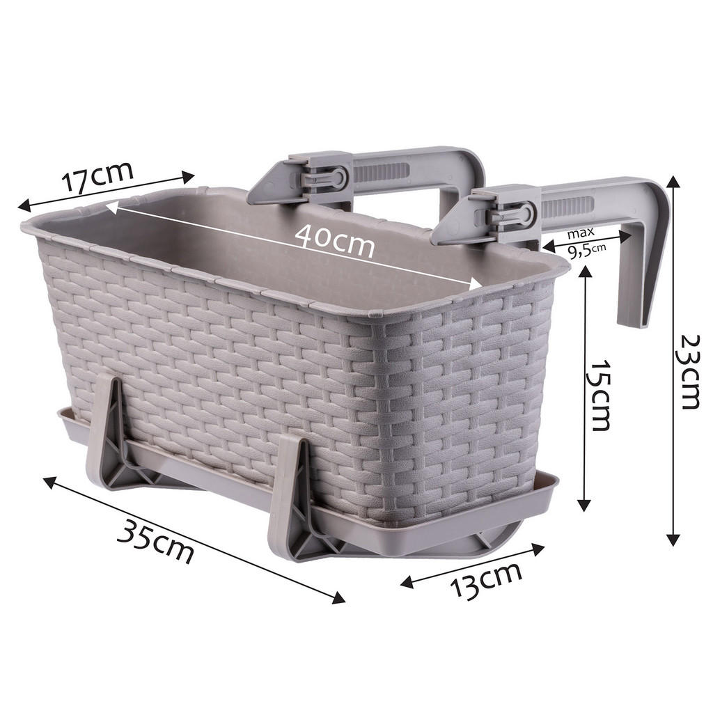 Thumbnail - Kadax Blumentopf, Beige, Kunststoff, 17x40 cm, Dekoration, Blumen & Zubehör, Übertöpfe