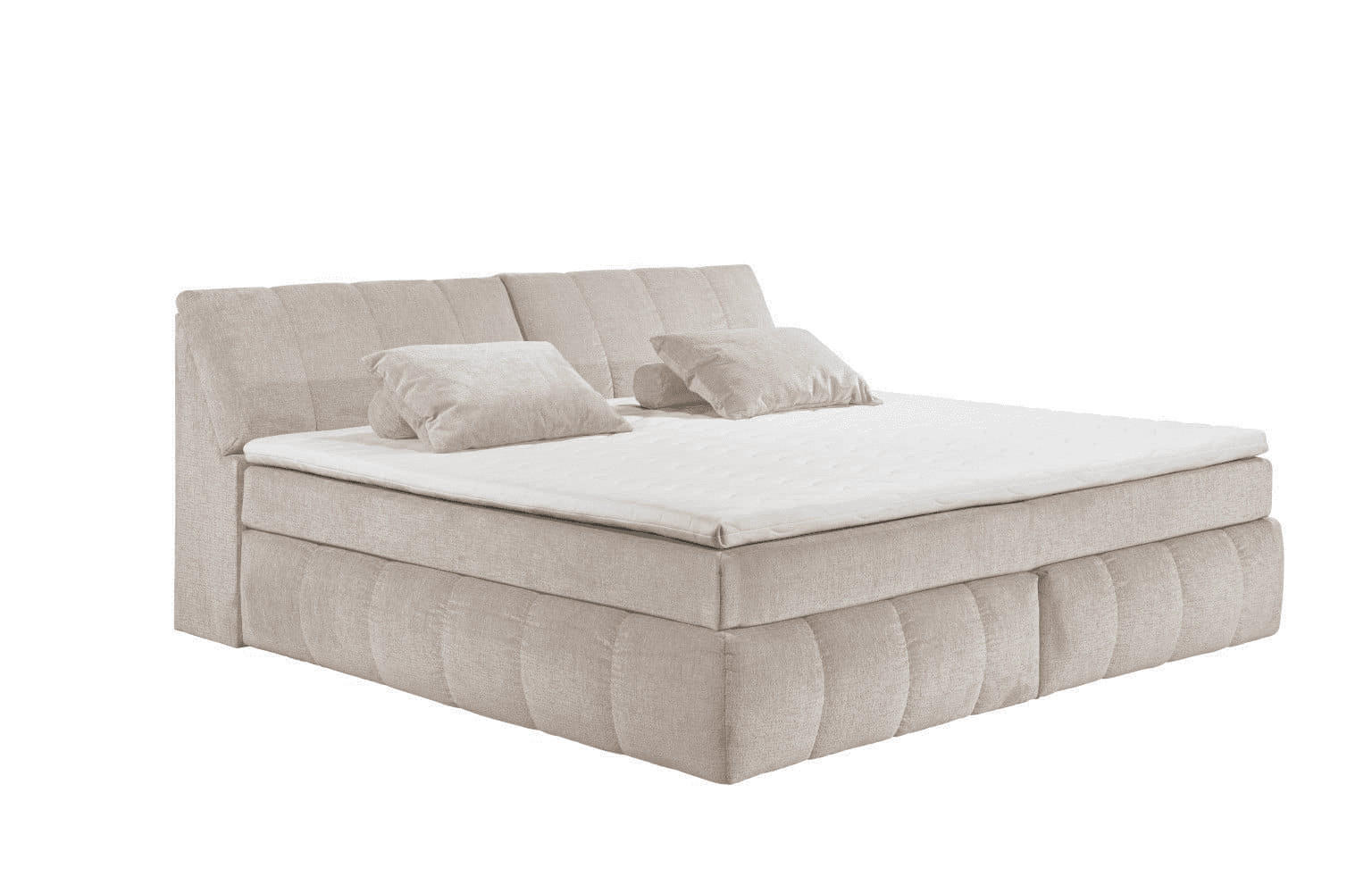 BOXSPRINGBETT XXL 240x200 – 7‑Zonen-Tonnentaschenfederkern, H2, Topper, Unterbox & Bettkasten - Beige/Creme, Holz/Kunststoff (200/240cm) - ed exciting design