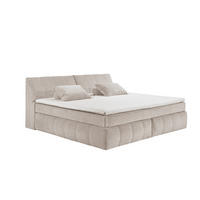BOXSPRINGBETT XXL 240x200 – 7‑Zonen-Tonnentaschenfederkern, H2, Topper, Unterbox & Bettkasten - Beige/Creme, Holz/Kunststoff (200/240cm) - ed exciting design