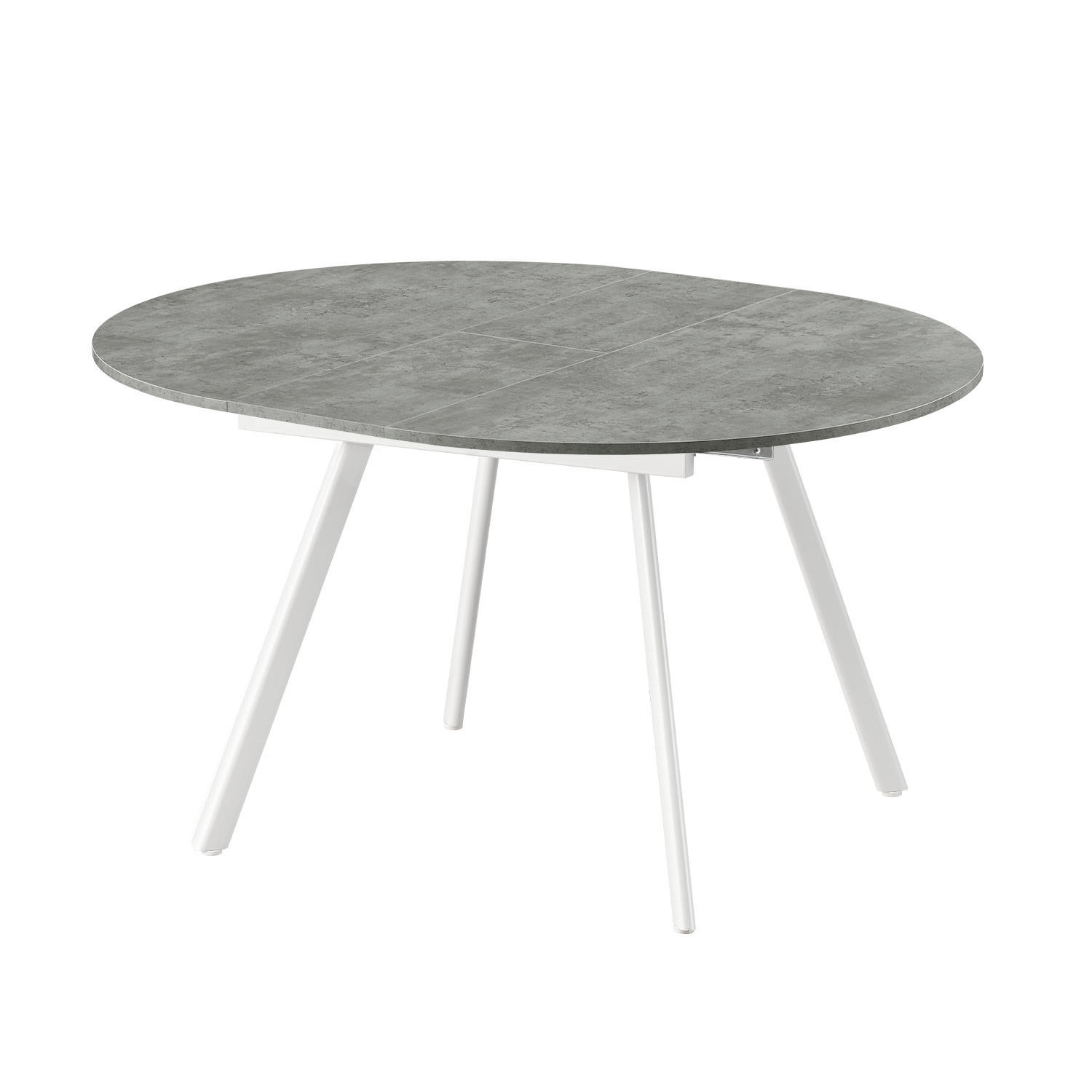 ESSTISCH LIV 120-150/120/76 cm Rund Beton - Weiß/Grau, Holzwerkstoff (120/120/76cm) - B&D Home