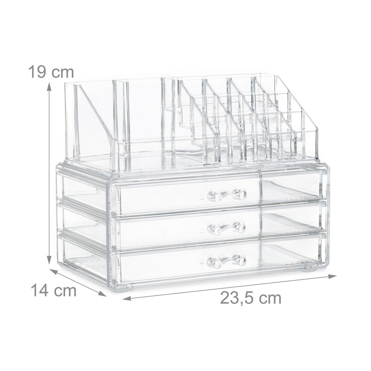 MAKEUP Organizer - Transparent, Kunststoff (23.5/19/14cm) - Relaxdays