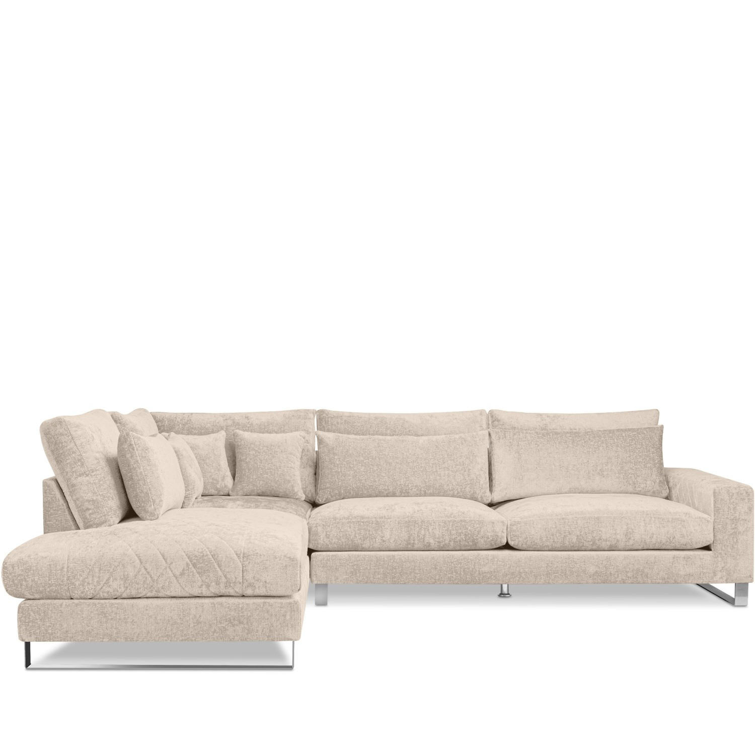 ECKSOFA LINKS BRENTIS Chenille-Stoff, Creme - Creme, Textil (314/224cm) - KONSIMO®