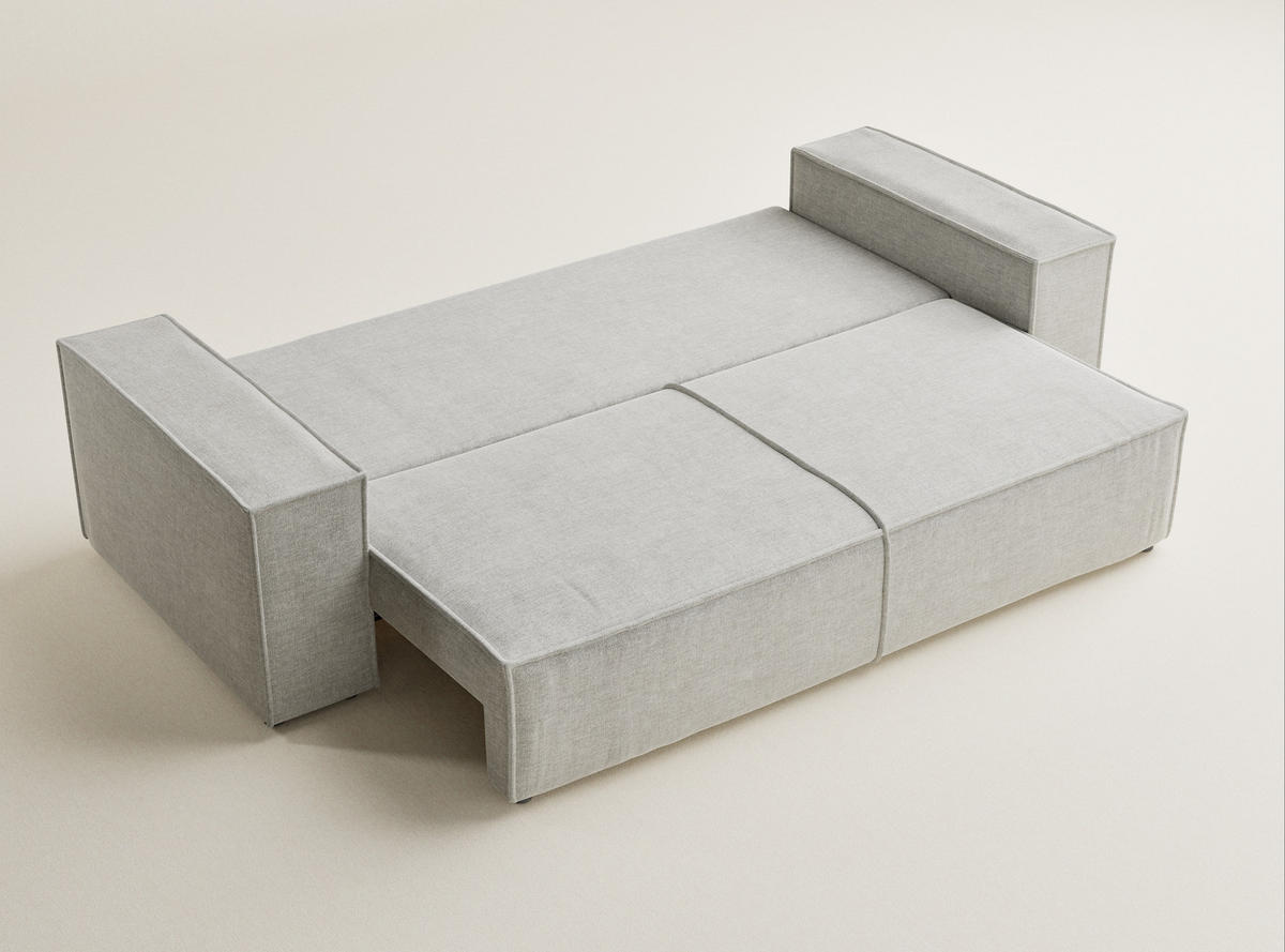SOFA MIT SCHLAFFUNKTION Milos Grau Chenille-Stoff - Schwarz/Grau, Holz/Holzwerkstoff (255/70/105cm) - Maison de Reve