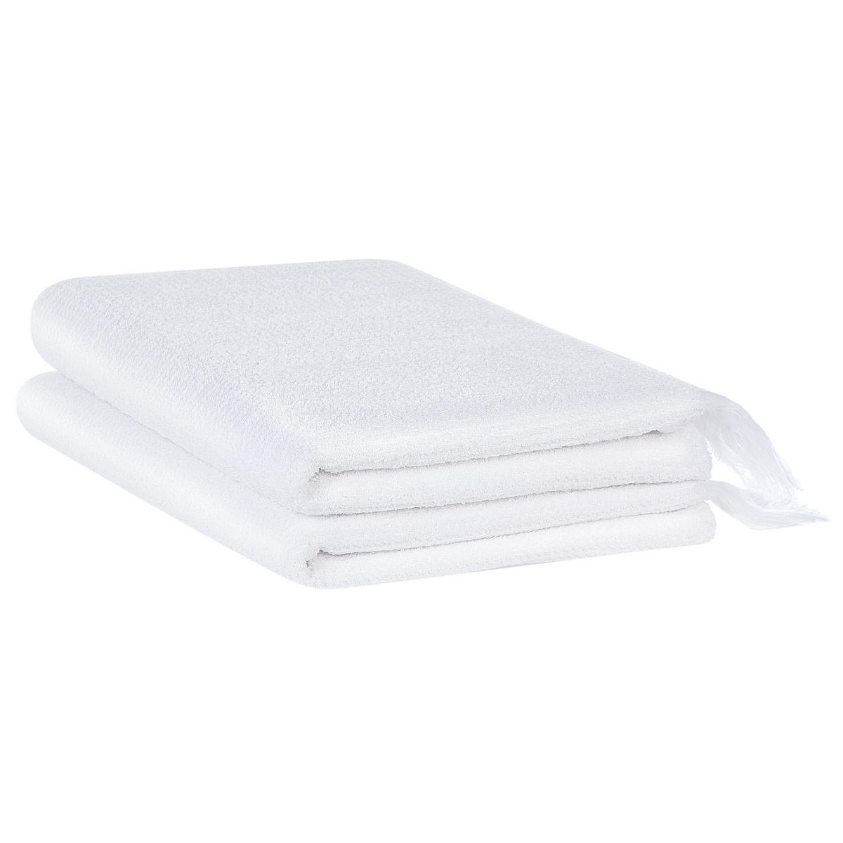BADEHANDTUCH 2-teilig Weiß Atiu - Weiß, Textil (100/150cm) - Beliani