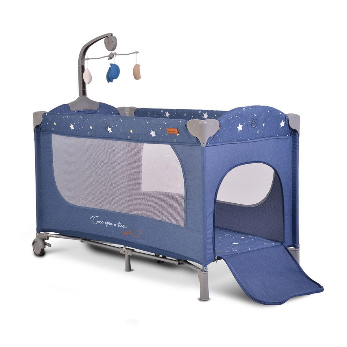 REISEBETT Once upon a time blau 2 Ebenen, Seiteneingang, Matratze, Mobile - Blau, Kunststoff (60/120cm) - Cangaroo