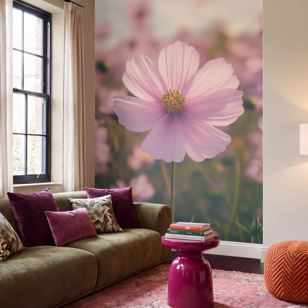 TAPETE - Blumen - Lila - Unscharf - 240x280 cm - Rosa, Papier (240/280cm) - OnlyWow