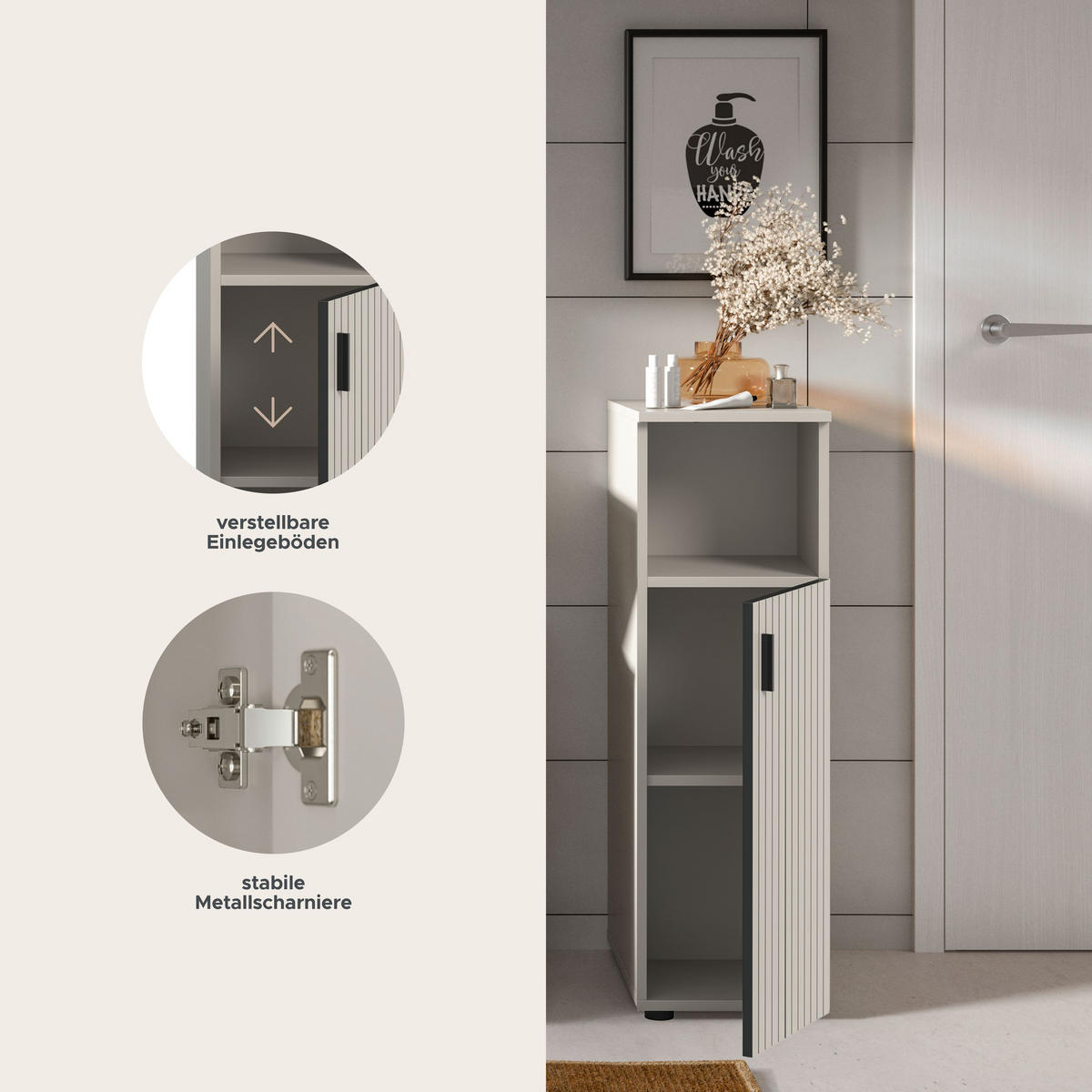 BADSCHRANK MONE (B/H/T: ca. 30/95/30 cm) in Kaschmir/Kaschmir - Kaschmir, Holzwerkstoff (30/95/30cm)