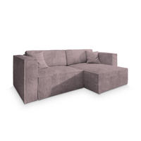 ECKSOFA NERIO P Lila Kordstoff mit Schlaffunktion - Lila, Holz (245/148cm) - MASSENO