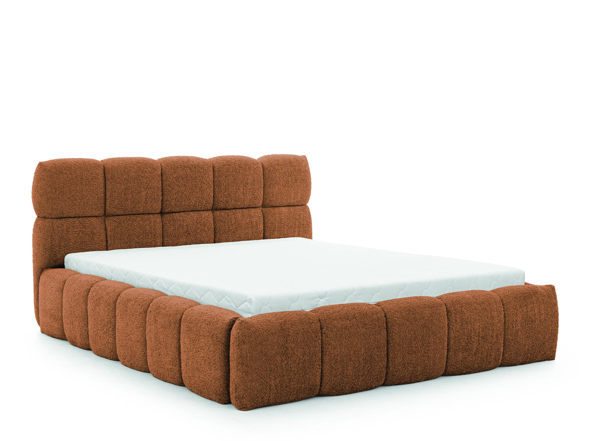POLSTERBETT SOFIA 180x200 mit Bettkasten,Bubble,Doppelbett,Lattenrost,Boxspringbett-Optik,ohne Matratze-Fuchsrot - Cognac, Holz (180/200cm) - Furnistar