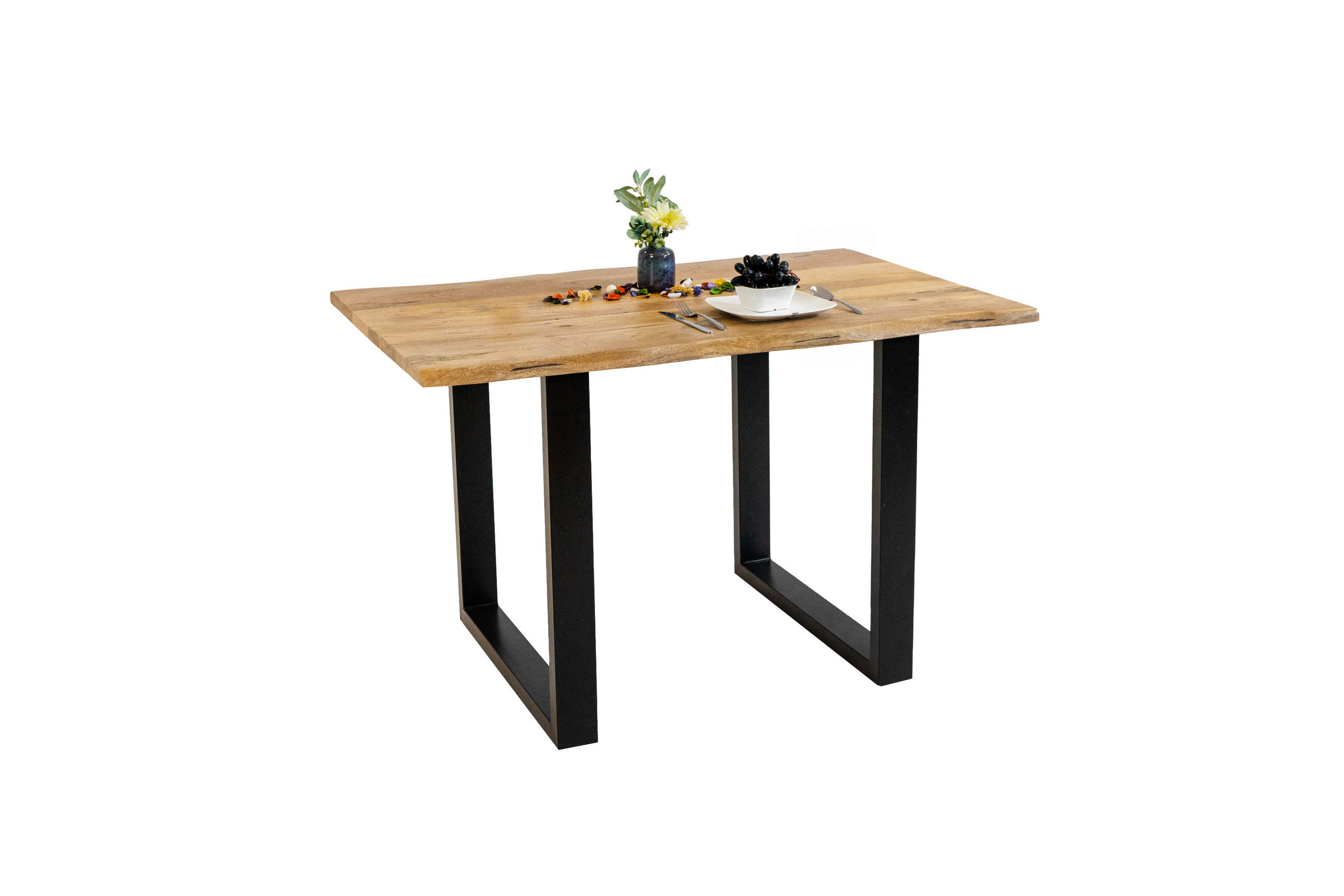 ESSTISCH TIGER - Beige/Schwarz, Holz/Metall (85/160/77cm) - SAM