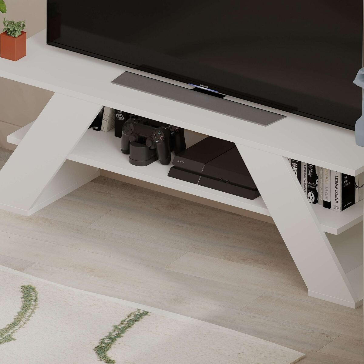 TV-MÖBEL 3 Regale L120 cm - Farfalla - Weiß, Holzwerkstoff (33.5/40/12.2cm) - Calicosy