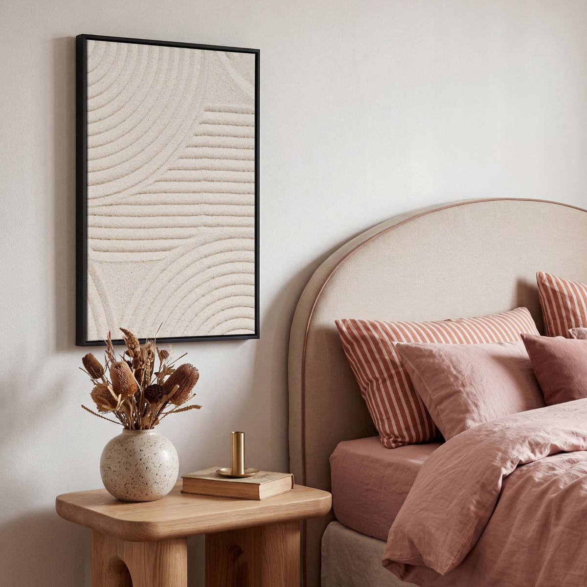 LEINWAND Bilder mit Rahmen - Muster - Abstrakt - Weiß - 40x60 - Beige, Textil (40/60cm) - MuchoWow