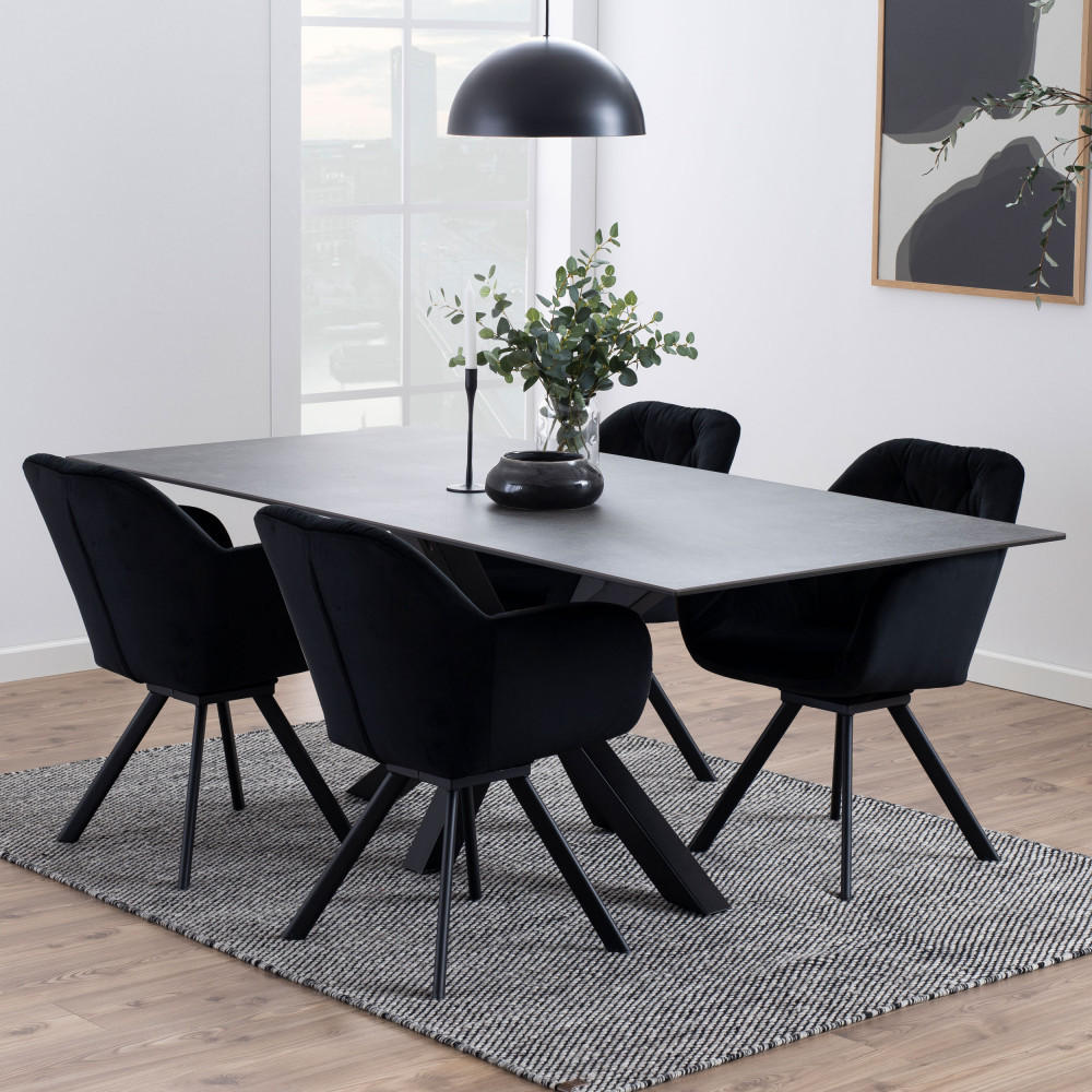 ESSTISCH - Keramik - Schwarz - Schwarz, Keramik (200/100/76cm) - Drawer