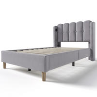 POLSTERBETT aus Leinenstoff 90x200 cm Grau mit USB- und USB-C-Ladeanschlüssen - Grau, Textil (90/200cm) - IVMEU