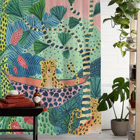 DUSCHVORHANG Dschungel dekorativ Muster mit Haken Badewanne - Multicolor, Textil (180/180cm) - MCBOSON