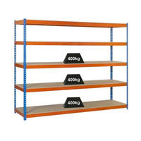 SCHWERLASTREGAL EXTREM WOOD YETI FIVE | HxBxT 300x120x45cm | Fachlast 400kg | Blau-Orange - Gelb, Metall (120/300/45cm) - PROREGAL