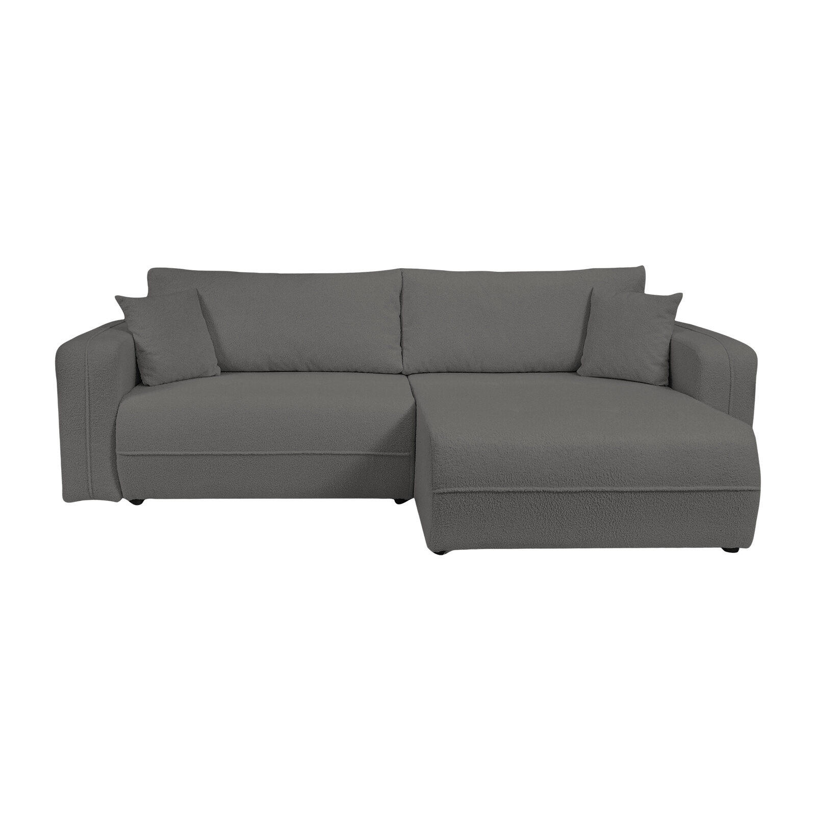 ECKSOFA Oreo L-Form Mit Bettkasten Und Schlaffunktion Quelle-Stoff Graphit Rechts - Dunkelgrau, Holz (247/143cm) - Kaiser Möbel