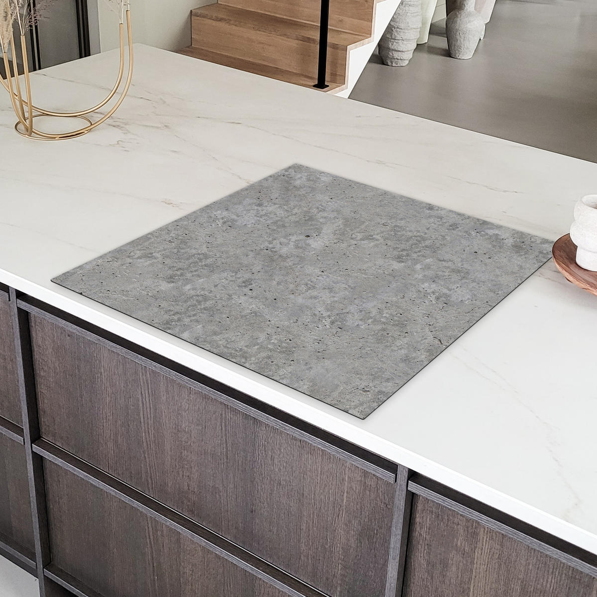 HERDABDECKPLATTE Beton - Schiefer - Grau - Struktur aus Beton Induktionsmatte 78x78 cm - Hellgrau, Kunststoff (78/78/0.2cm) - MuchoWow