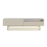 TV-SCHRANK Veldio Graubeige mit offenem Fach und goldenen Metallbeinen 175 cm - Greige/Goldfarben, Holzwerkstoff/Metall (175/46.5/31.6cm) - Selsey