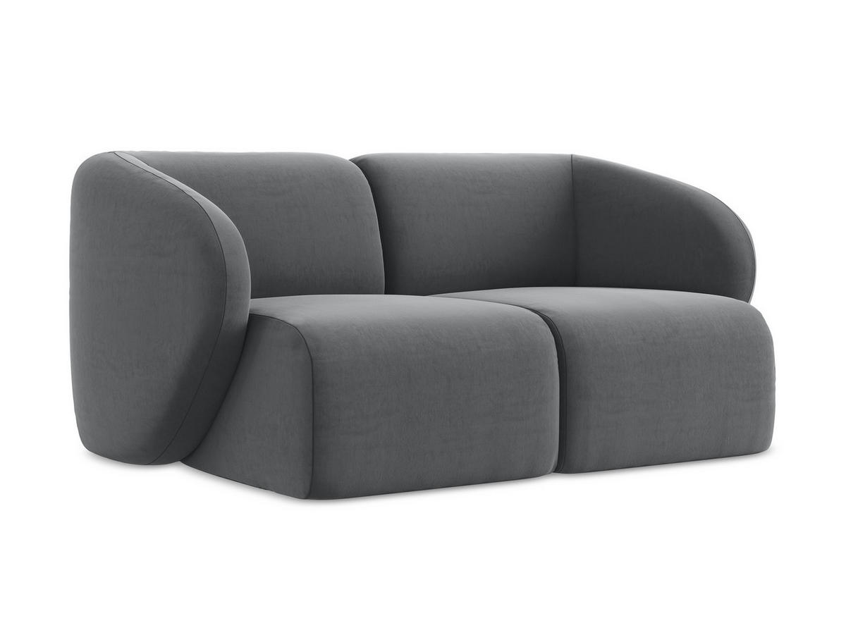 2-SITZER-SOFA Samt Stoff Grau - Edelstahlfarben/Schwarz, Holzwerkstoff/Kunststoff (174/75/94cm) - Makamii
