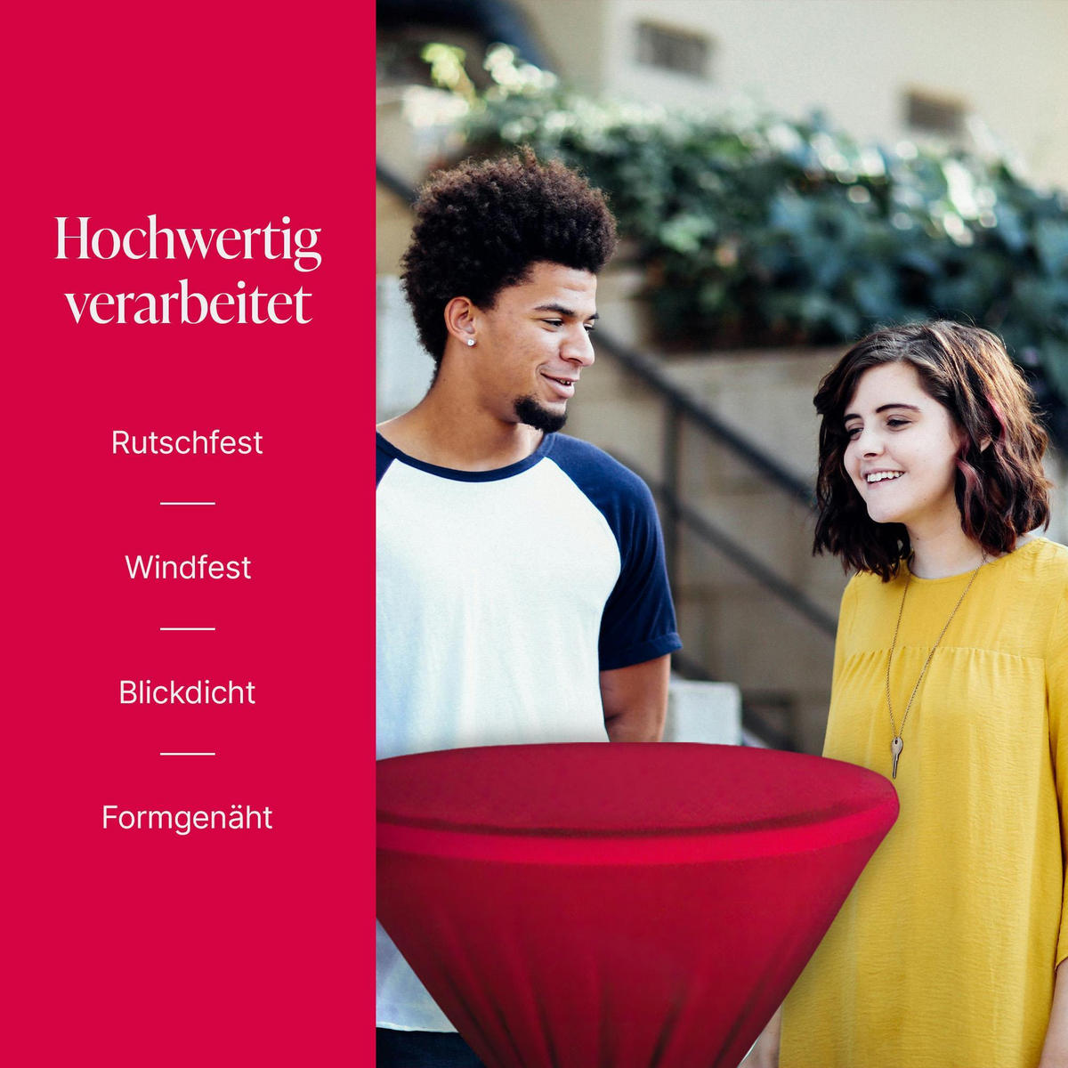 STEHTISCHHUSSE Ø60 cm x 145 cm - Spandex Stretch ( Öko-Tex ) Stehtisch Husse für Gastro, Hochzeit, Events, Geburtstag - waschbar 60°C Rot - Rot, Textil (60/145cm) - Bestlivings