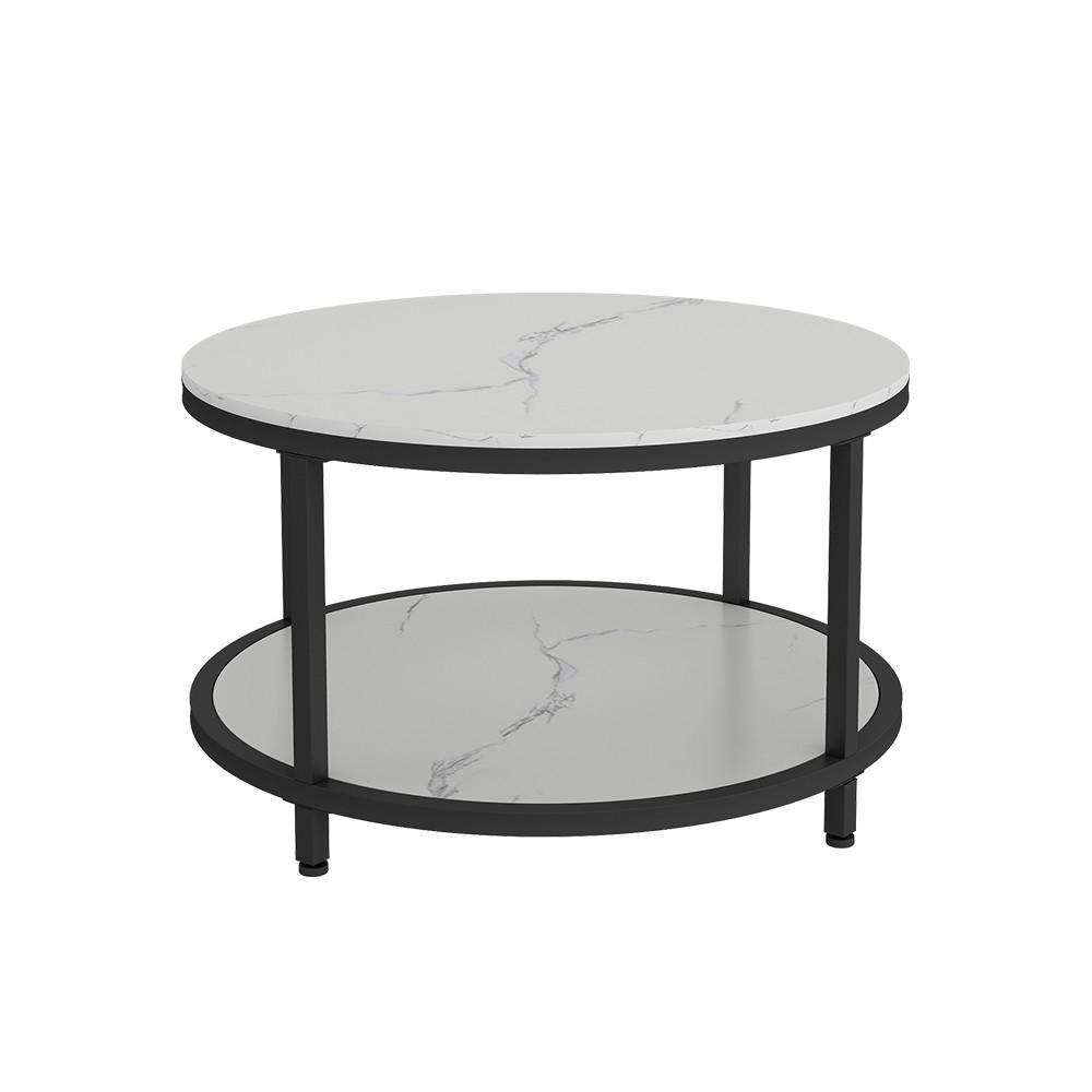 COUCHTISCH Ontario Marmor Weiß 80 x 80 cm Rund - Weiß Hochglanz, Holzwerkstoff (80/80/46cm) - Vicco
